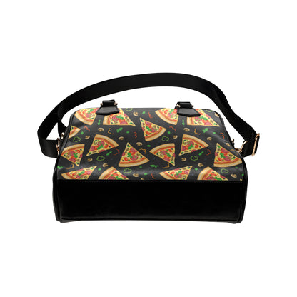 Pizza Pattern Print Design A02 Shoulder Handbag