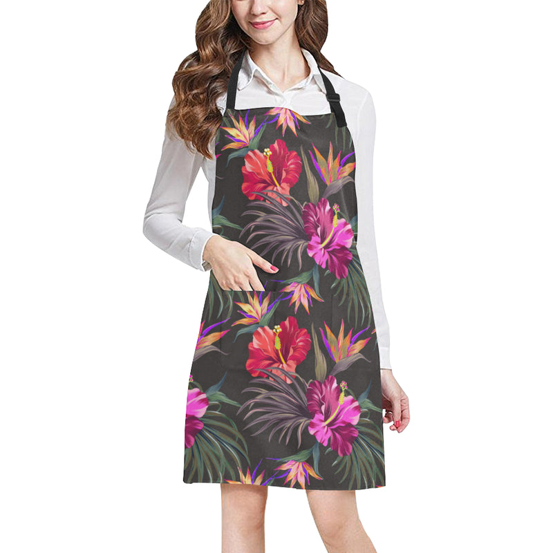 Hibiscus Pattern Print Design HB014 Apron with Pocket