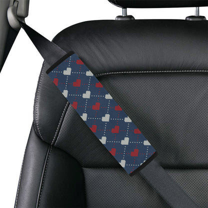 Heart Knit Pattern Print Design HE05 Car Seat Belt Cover