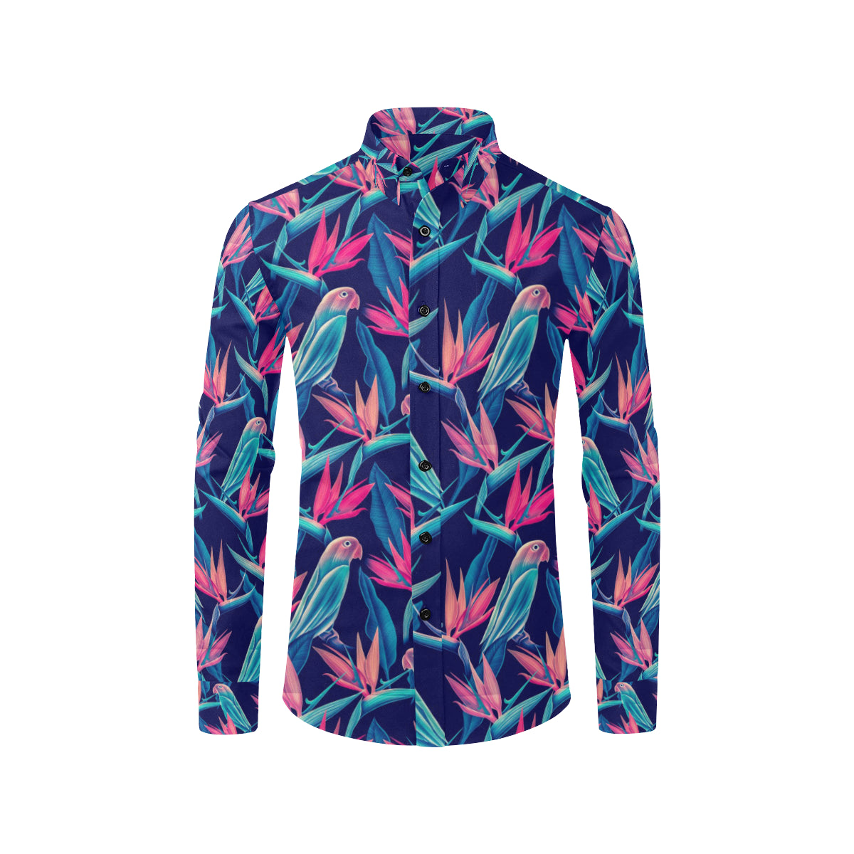 Tropical Flower Pattern Print Design TF024 Men's Long Sleeve Shirt