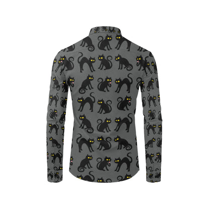 Black Cat Cute Print Pattern Men's Long Sleeve Shirt