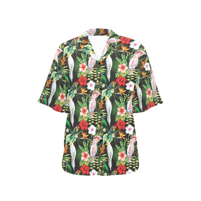 Tropical Flower Pattern Print Design TF03 Women's Hawaiian Shirt
