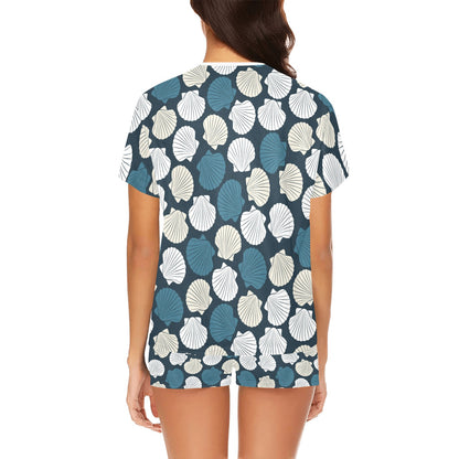 Seashell Print Design LKS3013 Women's Short Pajama Set