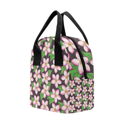 Pink Plumeria Pattern Print Design PM019 Insulated Lunch Bag