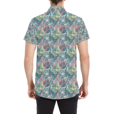 Butterfly Pattern Print Design 01 Men's Short Sleeve Button Up Shirt