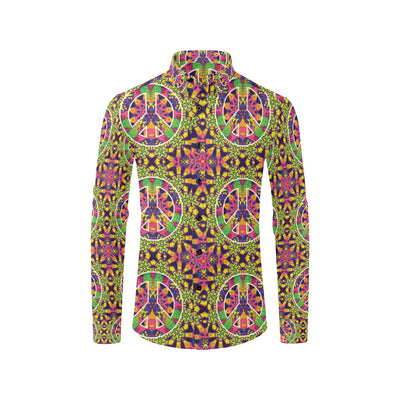 Peace Sign Pattern Print Design A04 Men's Long Sleeve Shirt