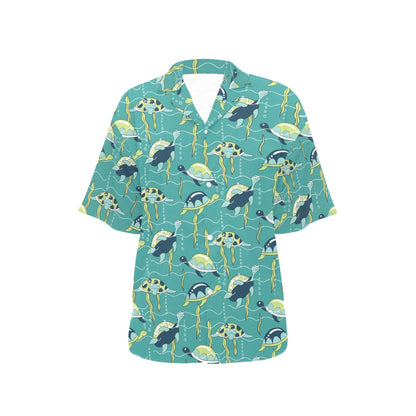 Sea Turtle Pattern Print Design T08 Women's Hawaiian Shirt