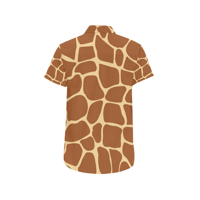 Giraffe Texture Print Men's Short Sleeve Button Up Shirt