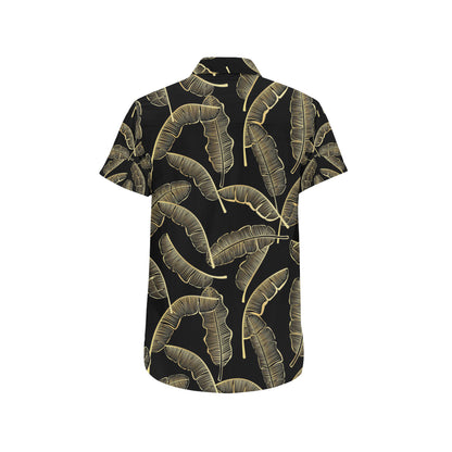Banana Leaf Pattern Print Design BL07 Men's Short Sleeve Button Up Shirt