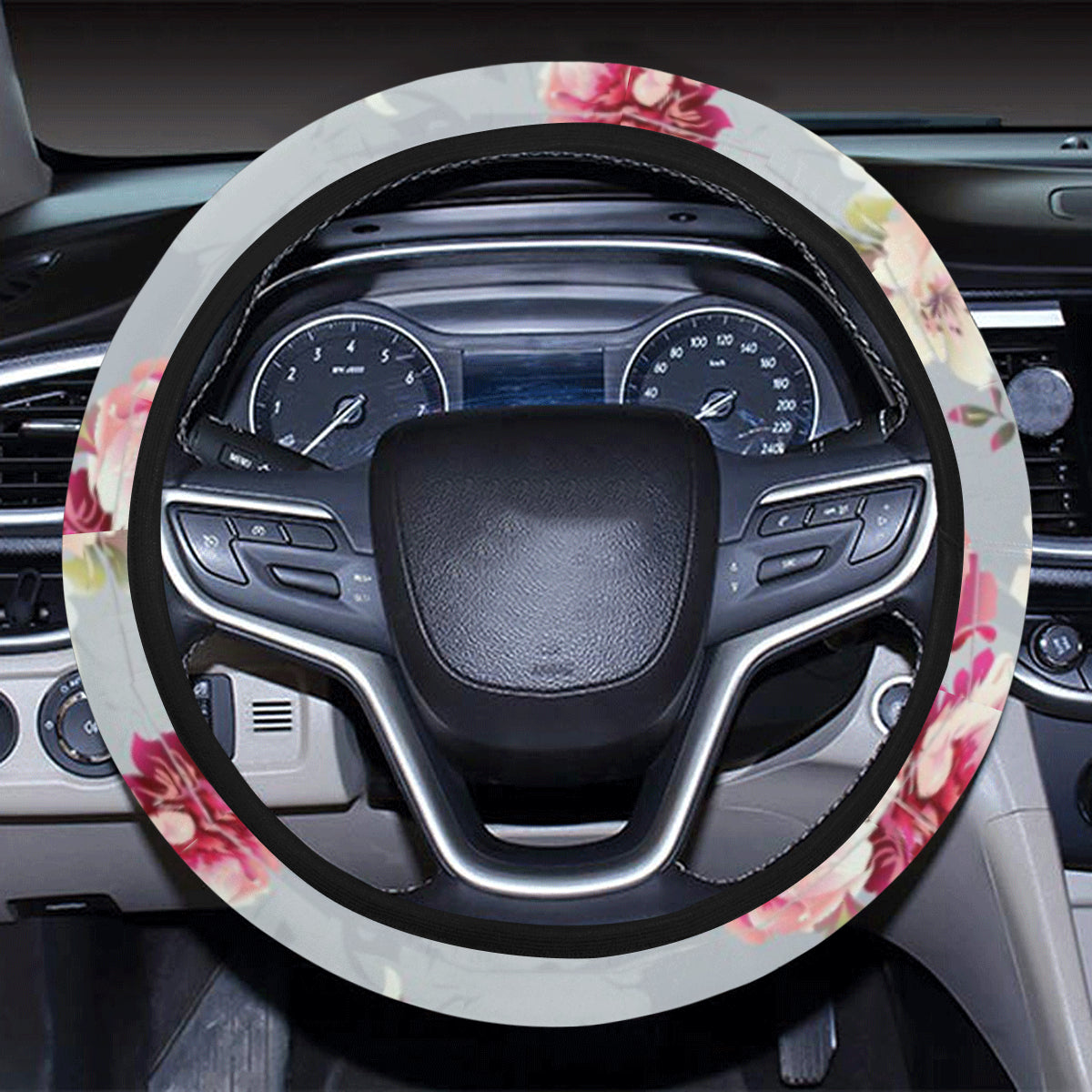 Summer Floral Pattern Print Design SF02 Steering Wheel Cover with Elastic Edge