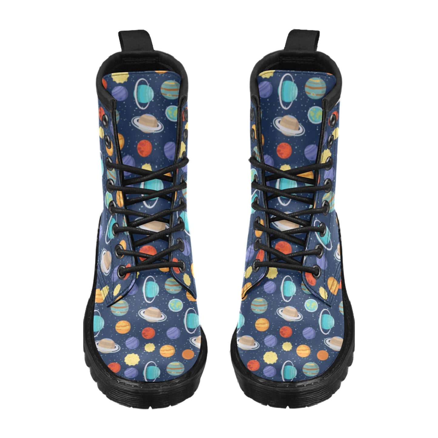 Planet With Star Print Design LKS303 Women's Boots