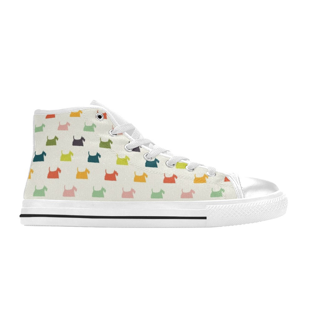 Scottish Terriers Print Design LKS305 High Top Women's White Shoes