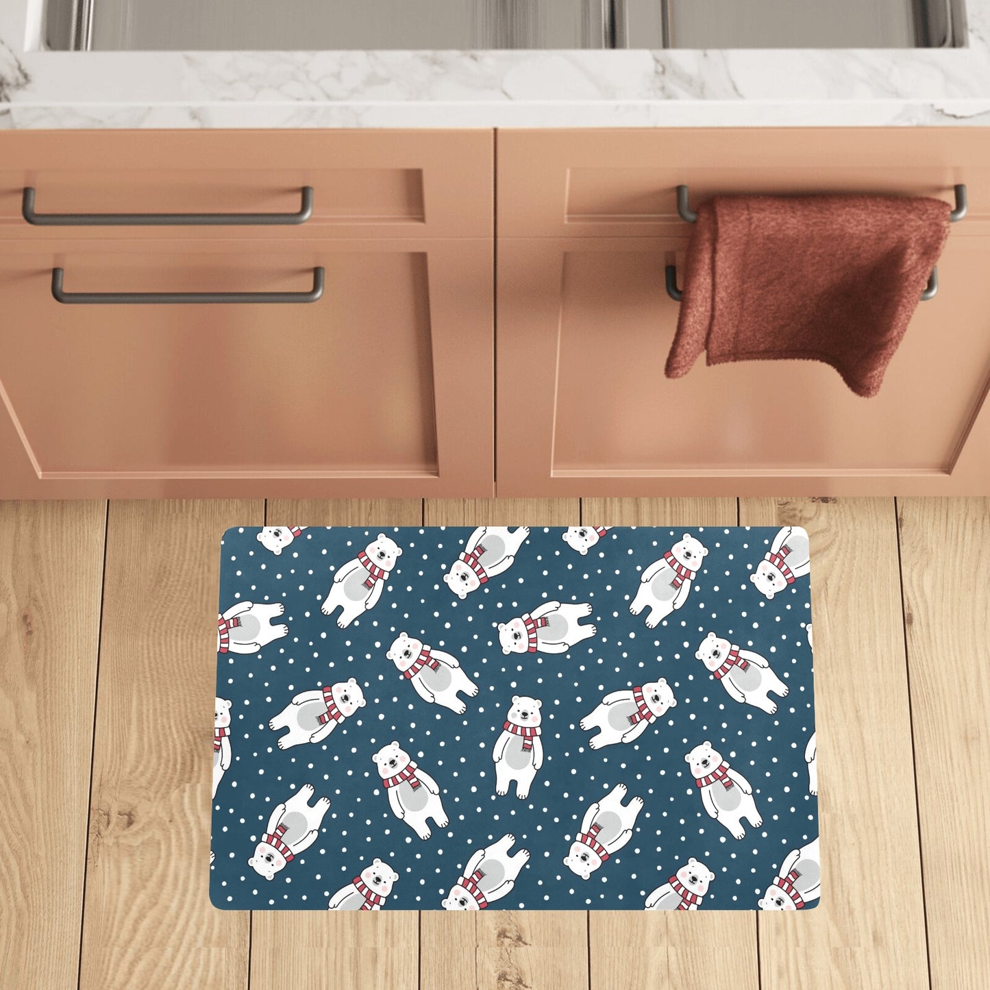 Polar Bear Pattern Print Design PB05 Kitchen Mat