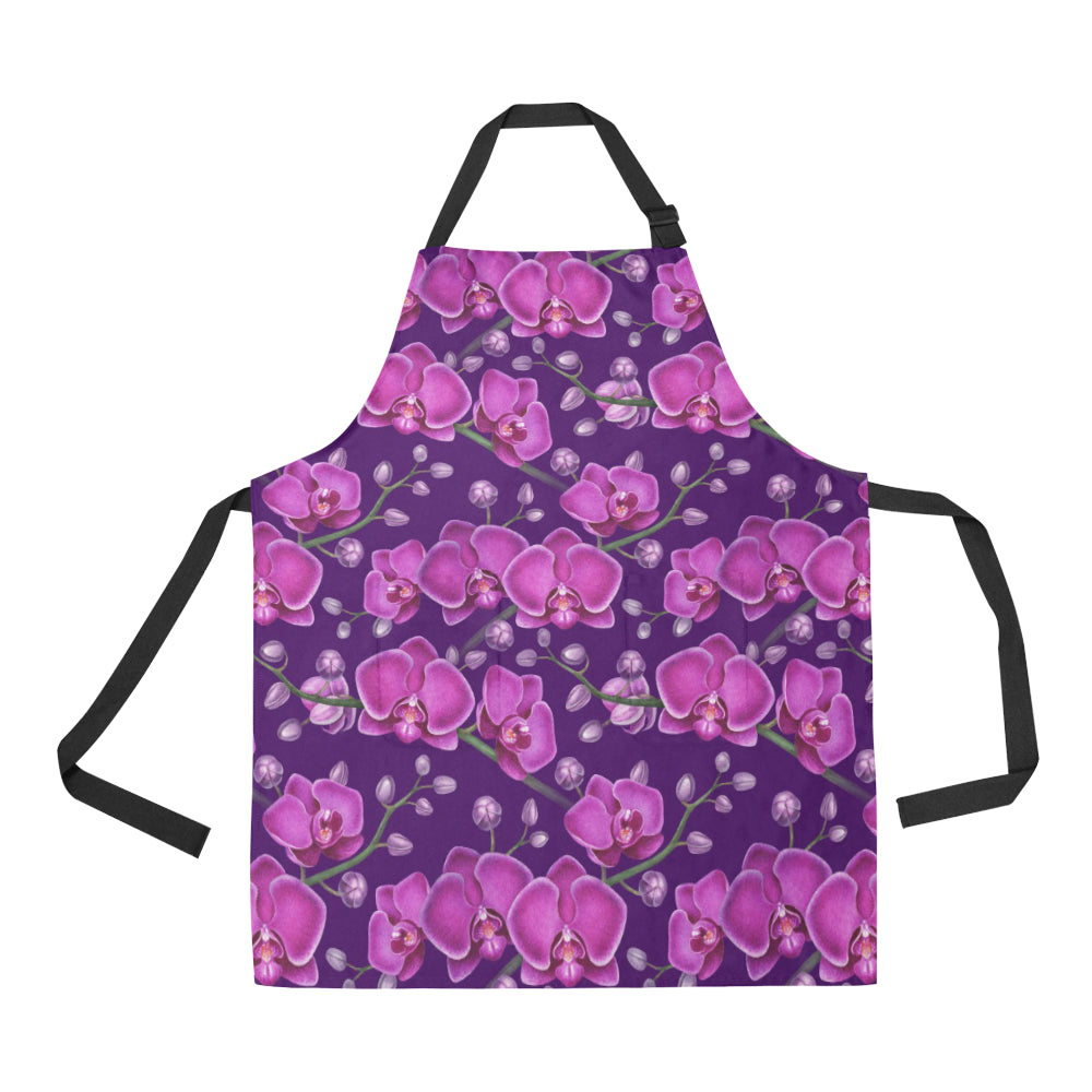 Orchid Pattern Print Design A03 Apron with Pocket