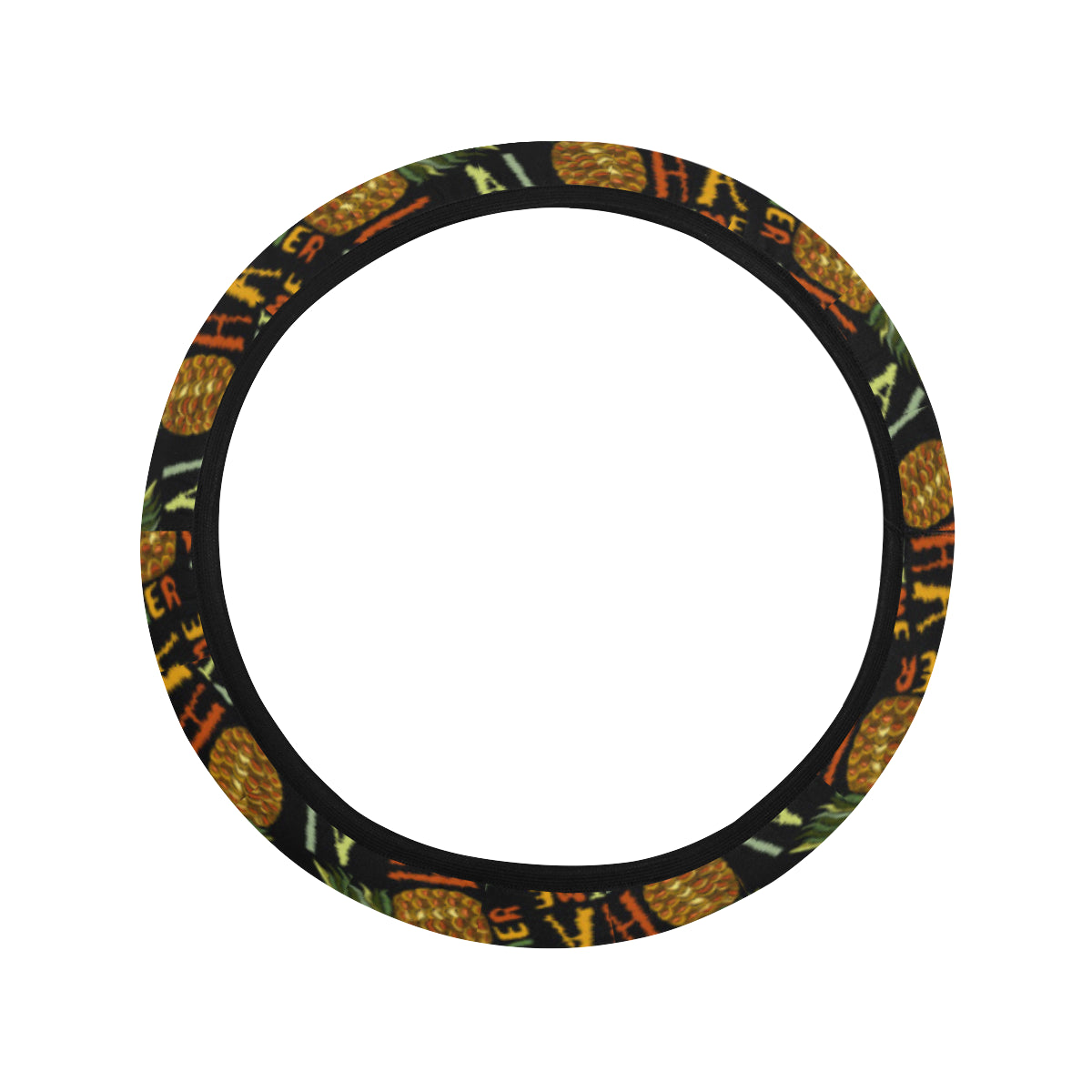 Aloha Hawaii Time Design Themed Print Steering Wheel Cover with Elastic Edge