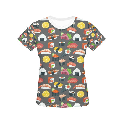 Sushi Print Design LKS302 Women's  T-shirt