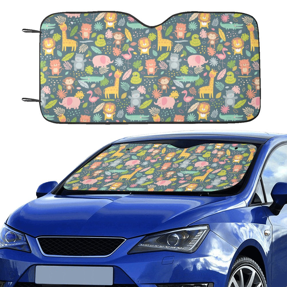 Safari Animal Cartoon Print Design LKS305 Car front Windshield Sun Shade