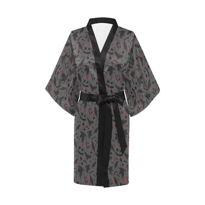 Crow Pattern Print Design 02 Women's Short Kimono