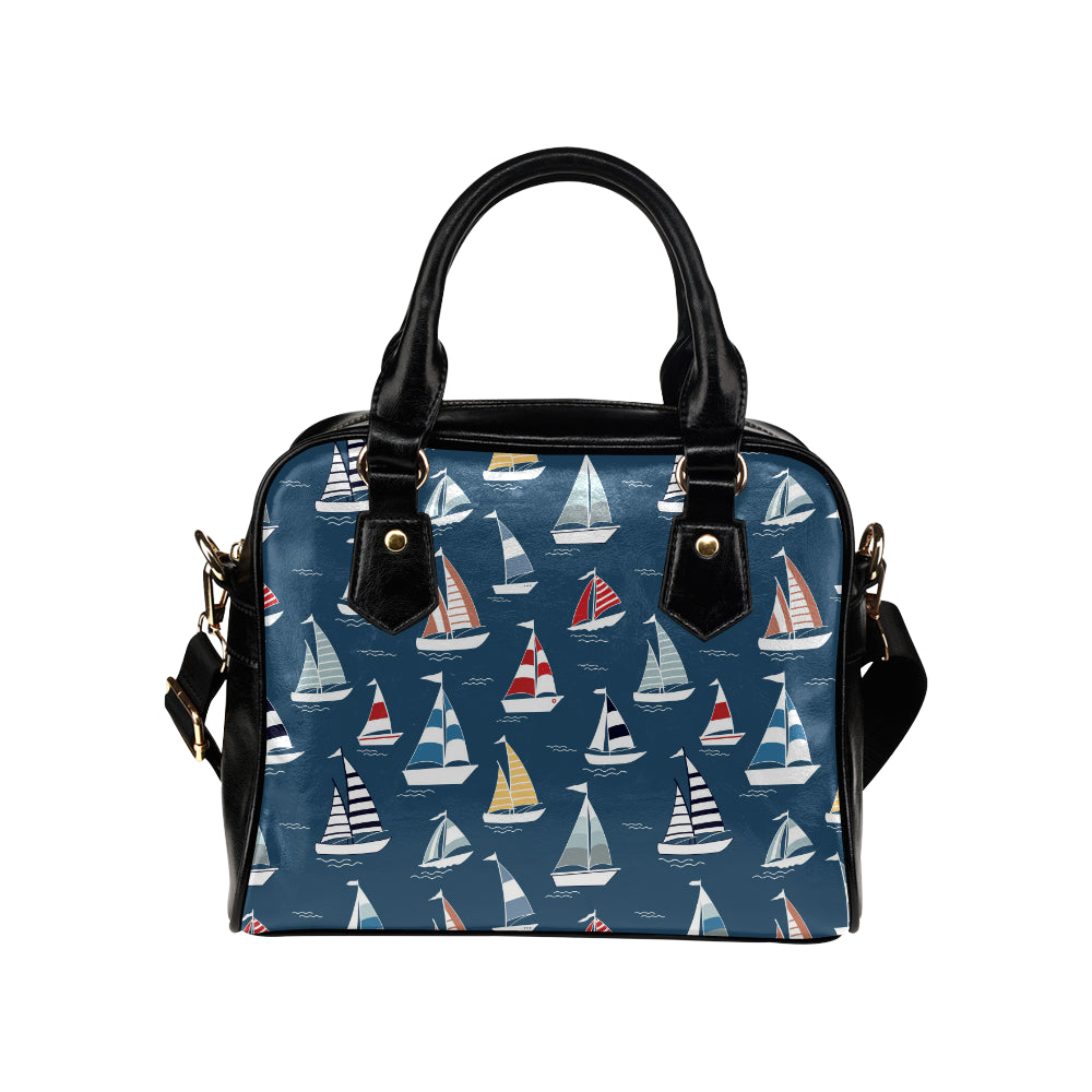 Sailing Ships Pattern Print Design A04 Shoulder Handbag