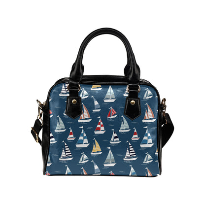 Sailing Ships Pattern Print Design A04 Shoulder Handbag