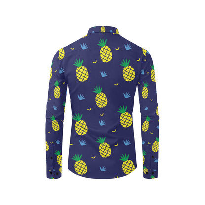 Pineapple Pattern Print Design A01 Men's Long Sleeve Shirt