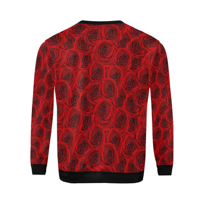 Rose Red Pattern Print Design RO04 Men Long Sleeve Sweatshirt