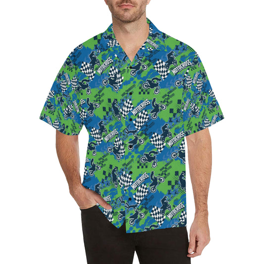 Motocross Pattern Print Design 04 Men's Hawaiian Shirt