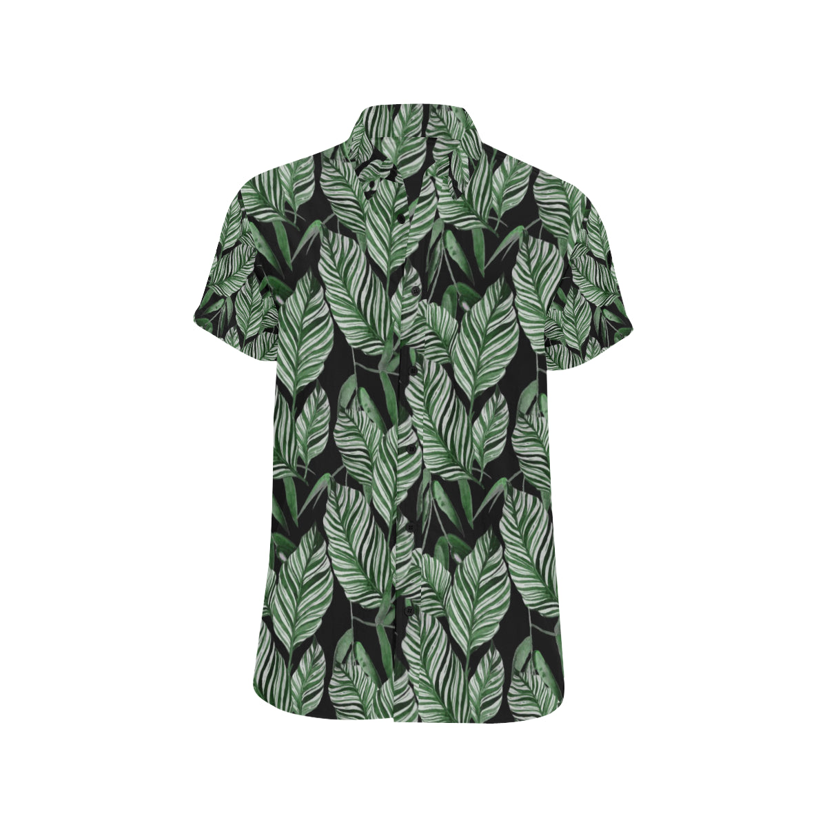 Palm Leaves Pattern Print Design PL09 Men's Short Sleeve Button Up Shirt