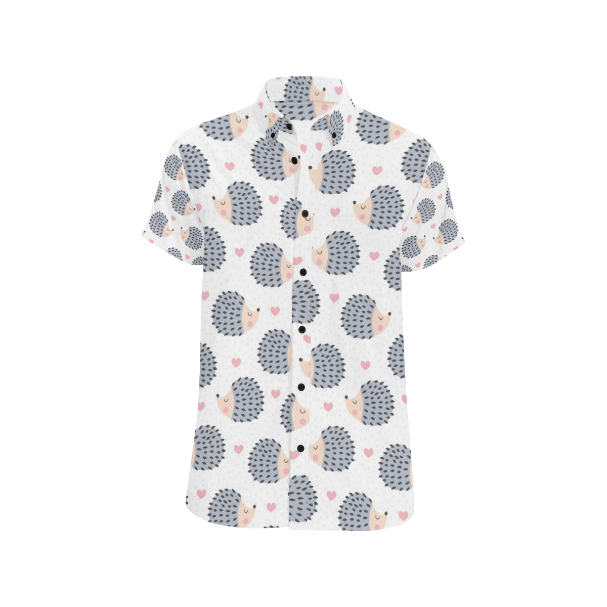Hedgehog Baby Pattern Print Design 03 Men's Short Sleeve Button Up Shirt