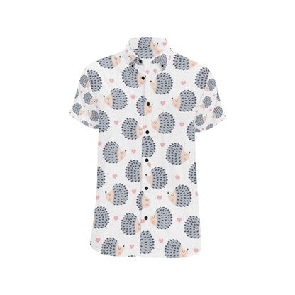 Hedgehog Baby Pattern Print Design 03 Men's Short Sleeve Button Up Shirt