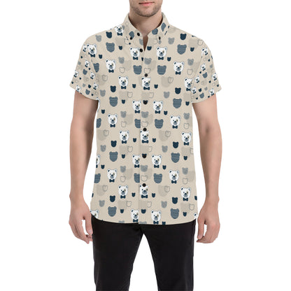 Bear Pattern Print Design 05 Men's Short Sleeve Button Up Shirt