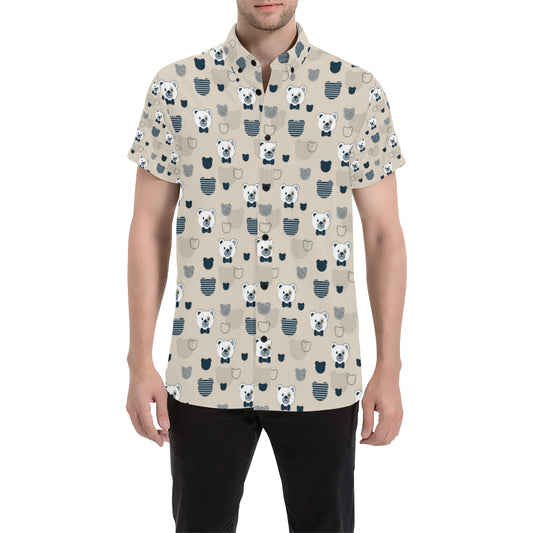 Bear Pattern Print Design 05 Men's Short Sleeve Button Up Shirt
