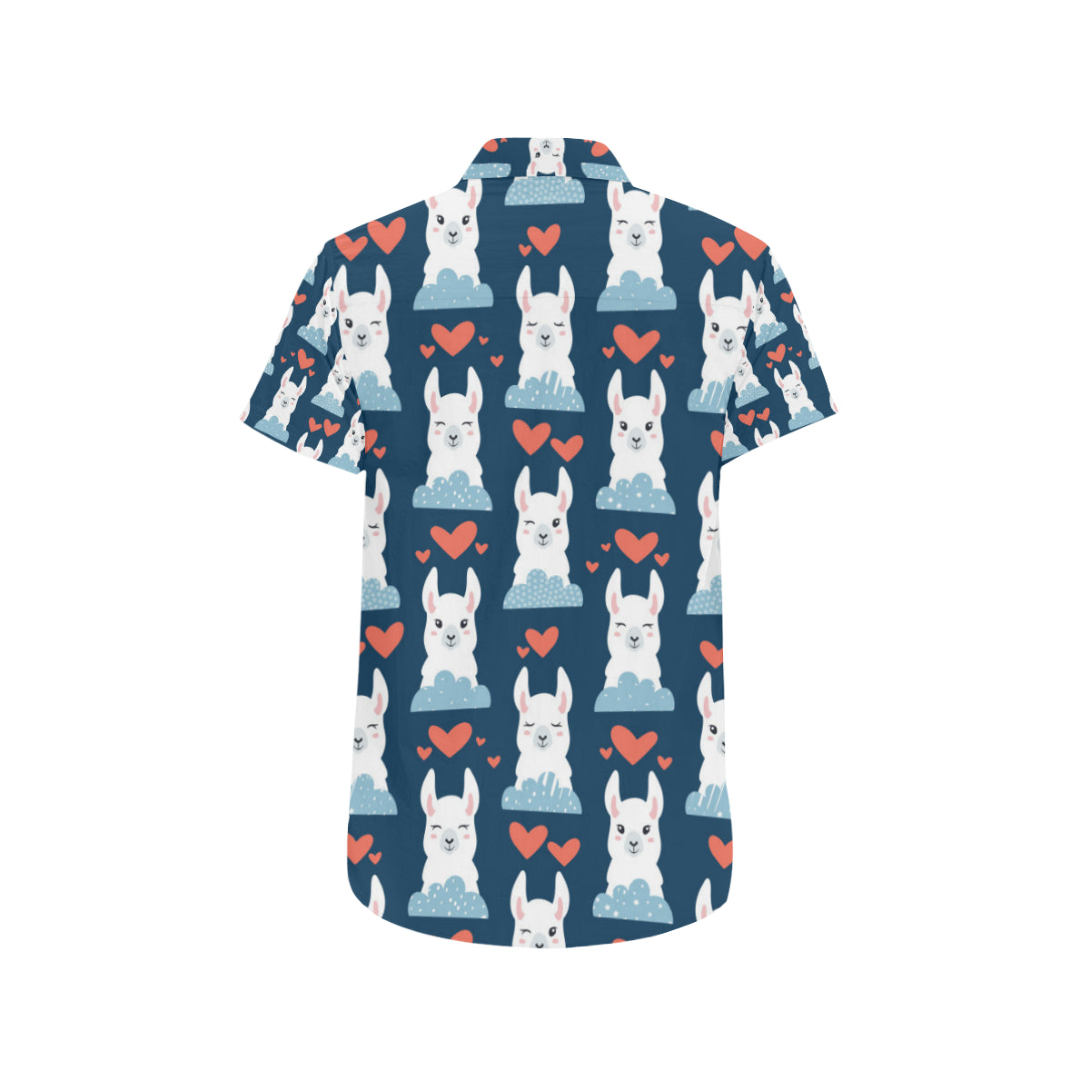 Alpaca Love Pattern Print Design 05 Men's Short Sleeve Button Up Shirt