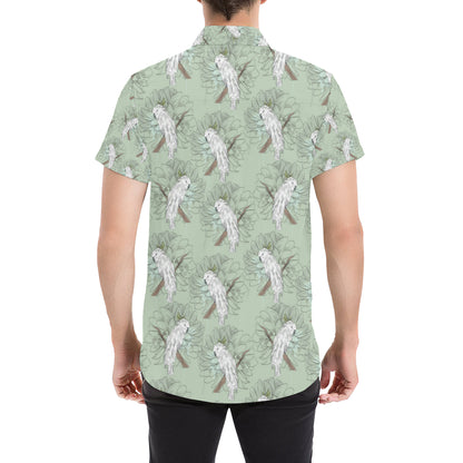 Cockatiel Pattern Print Design 01 Men's Short Sleeve Button Up Shirt