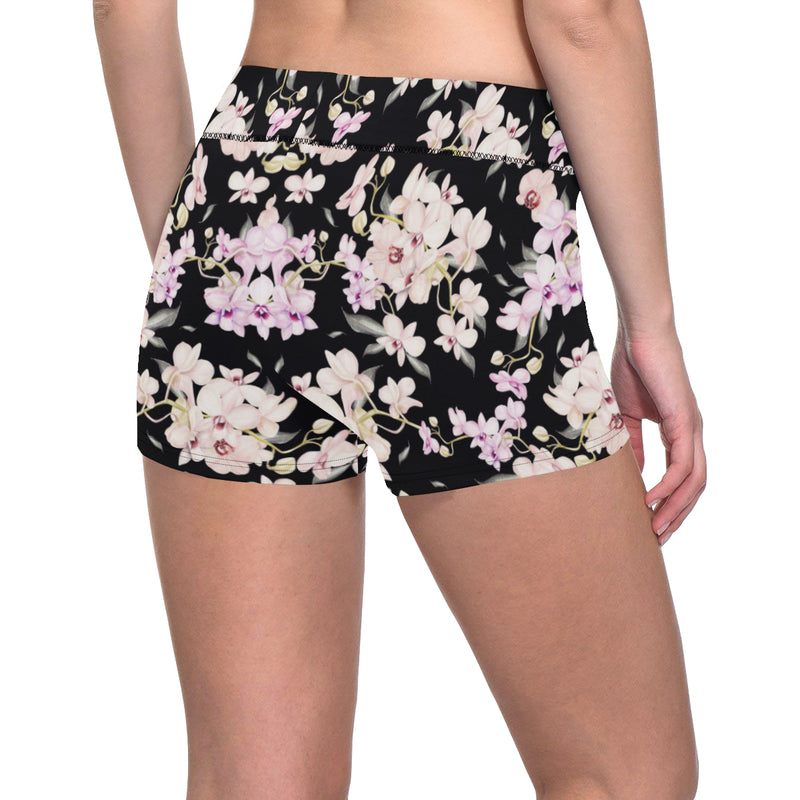 Orchid White Pattern Print Design OR03 Yoga Shorts