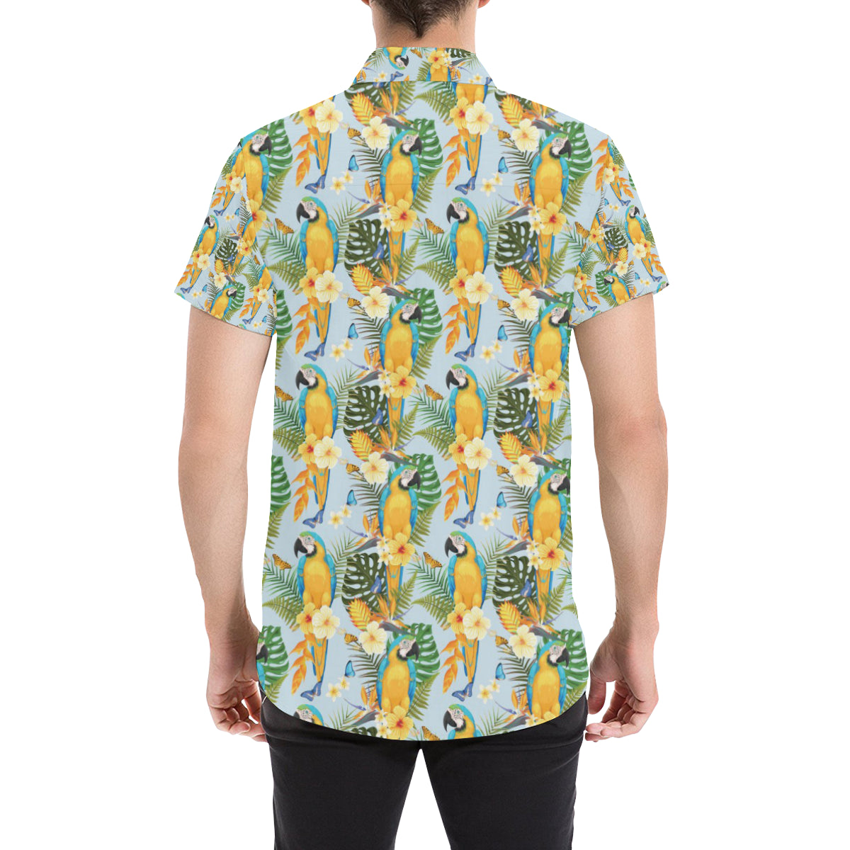 Parrot Pattern Print Design A04 Men's Short Sleeve Button Up Shirt