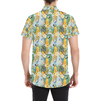 Parrot Pattern Print Design A04 Men's Short Sleeve Button Up Shirt