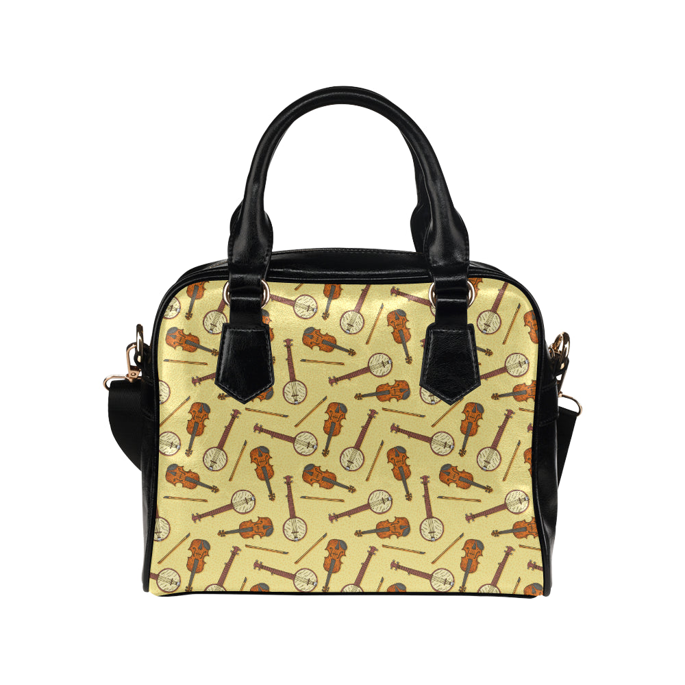 Banjo Violin Pattern Print Design 01 Shoulder Handbag