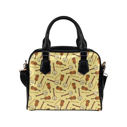 Banjo Violin Pattern Print Design 01 Shoulder Handbag
