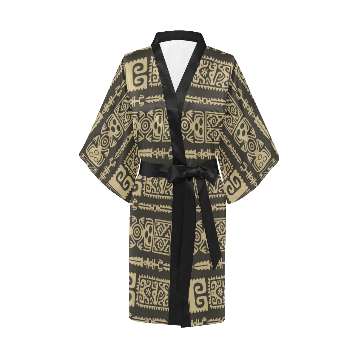 Mayan Pattern Print Design 03 Women's Short Kimono