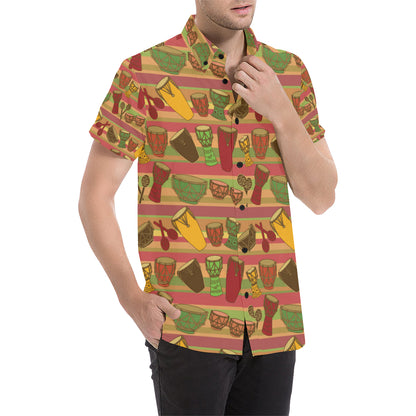 Percussion Pattern Print Design 01 Men's Short Sleeve Button Up Shirt