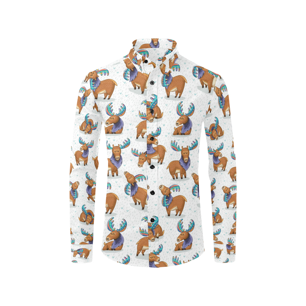 Moose Cute Pattern Print Design 01 Men's Long Sleeve Shirt