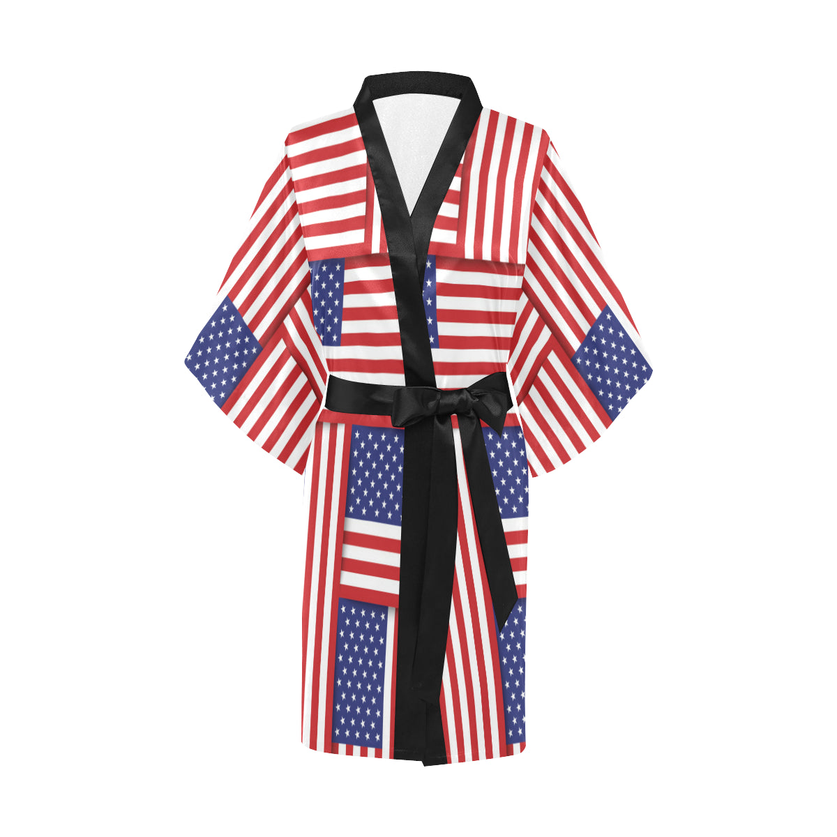 Patriotic US Flag Pattern Print Design A01 Women's Short Kimono