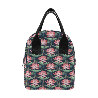 Water Lily Pattern Print Design WL03 Insulated Lunch Bag