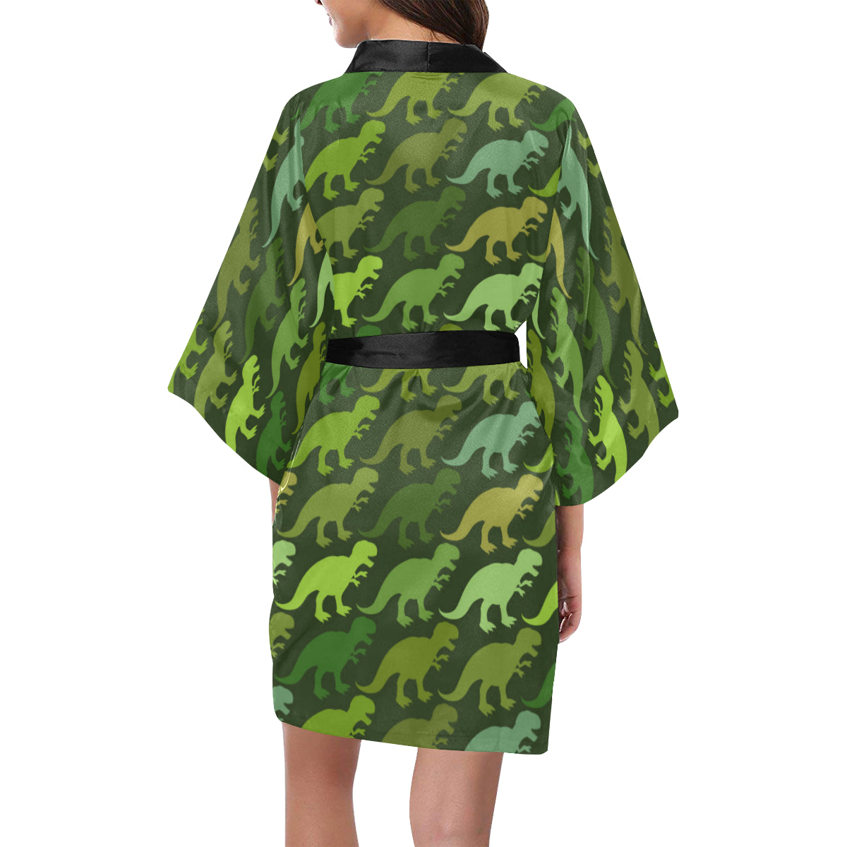 T Rex Pattern Print Design A03 Women's Short Kimono