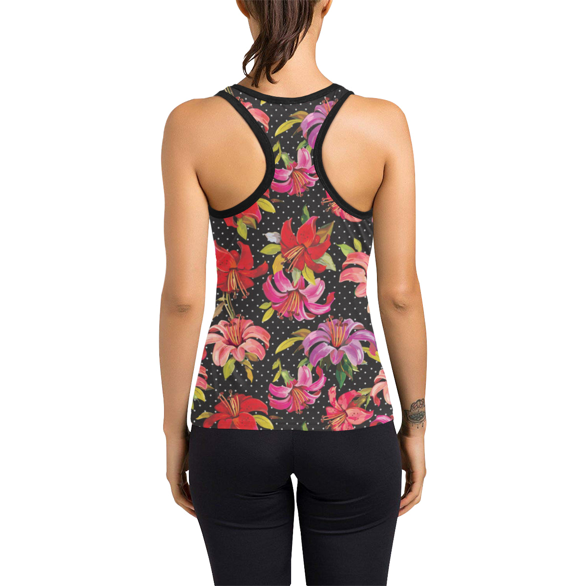 Lily Pattern Print Design LY012 Women's Racerback Tank Top