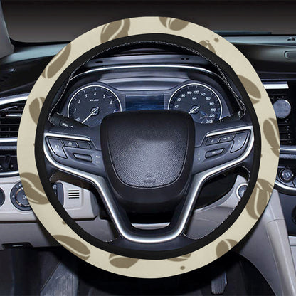 Coffee Pattern Print Design 02 Steering Wheel Cover with Elastic Edge
