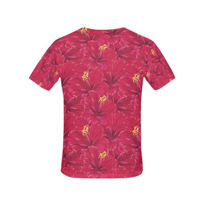 Hibiscus Red Pattern Print LKS308 Women's  T-shirt