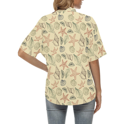 Seashell Print Design LKS305 Women's Hawaiian Shirt