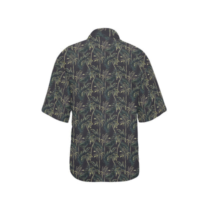 Palm Tree Background Design Print Women's Hawaiian Shirt